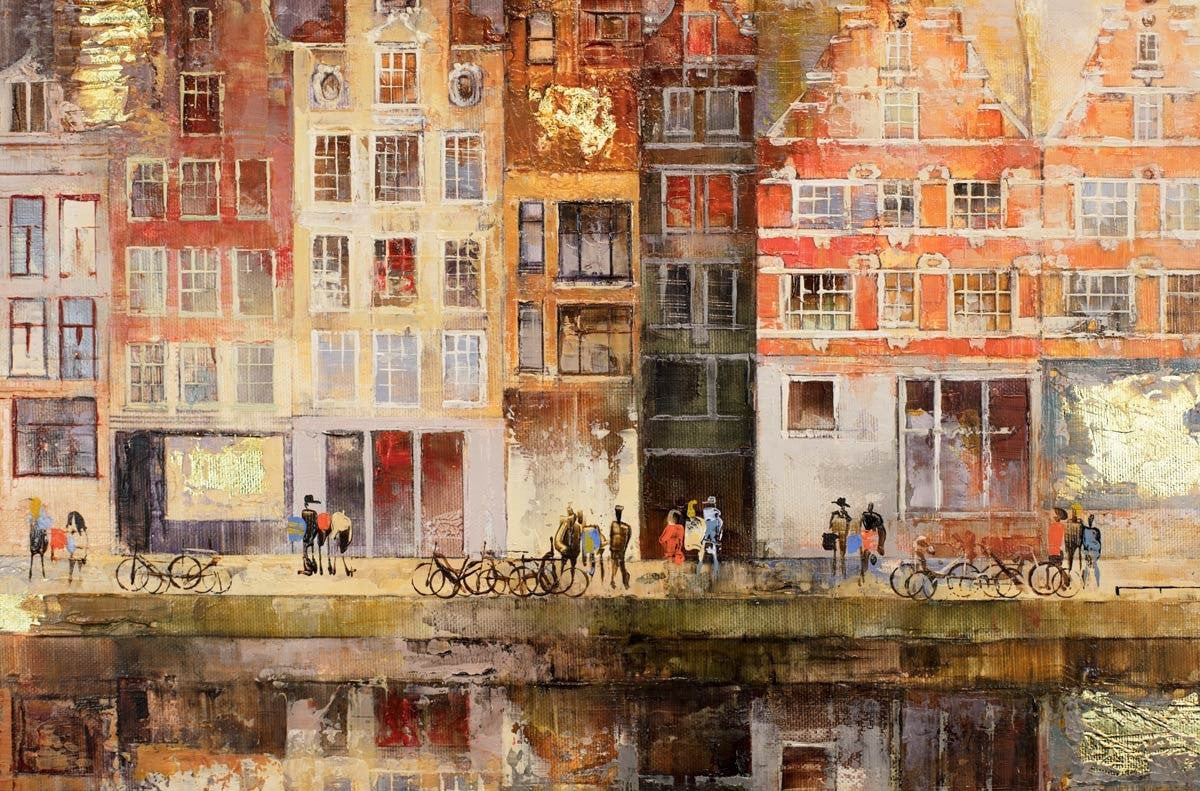 Amsterdam Sunrise Original Painting - Handmade Wall Art for Home & Office Decor - Perfect for Living Room, Bedroom, or Gift