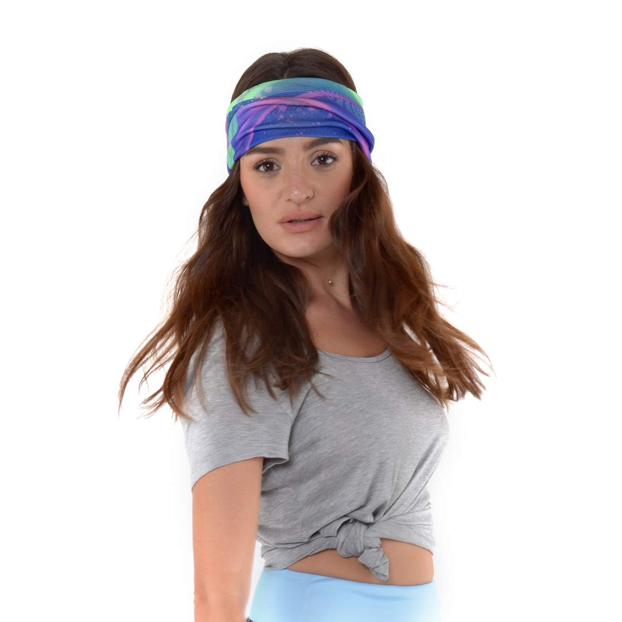 CowCow Women's Yoga Headbands - Stretchy Lightweight Workout Headbands for Running, Sports & Fitness - Floral Patchwork Design - Perfect for Yoga, Gym, Jogging & Active Lifestyles