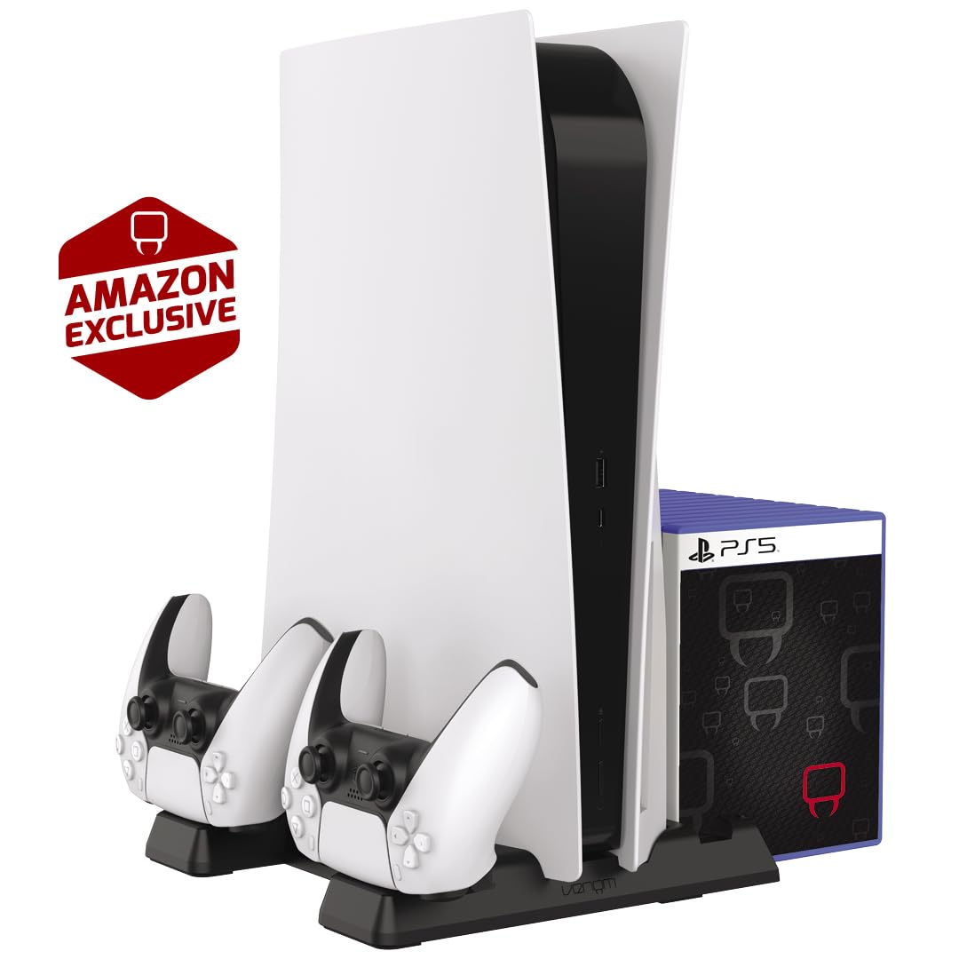 PS5 Cooling Stand with Dual Controller Charger - Fast Cooling Fan & USB Ports for PlayStation 5 - Perfect for Gaming Sessions & Console Protection