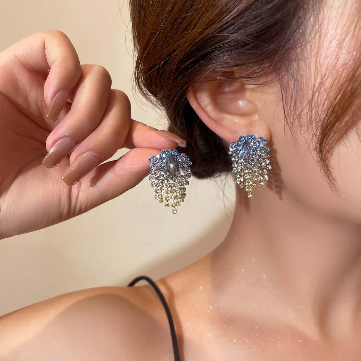 Sparkly Color Rhinestone Burst Stud Earrings | Fashion Jewelry for Women | Perfect for Parties, Weddings & Special Occasions