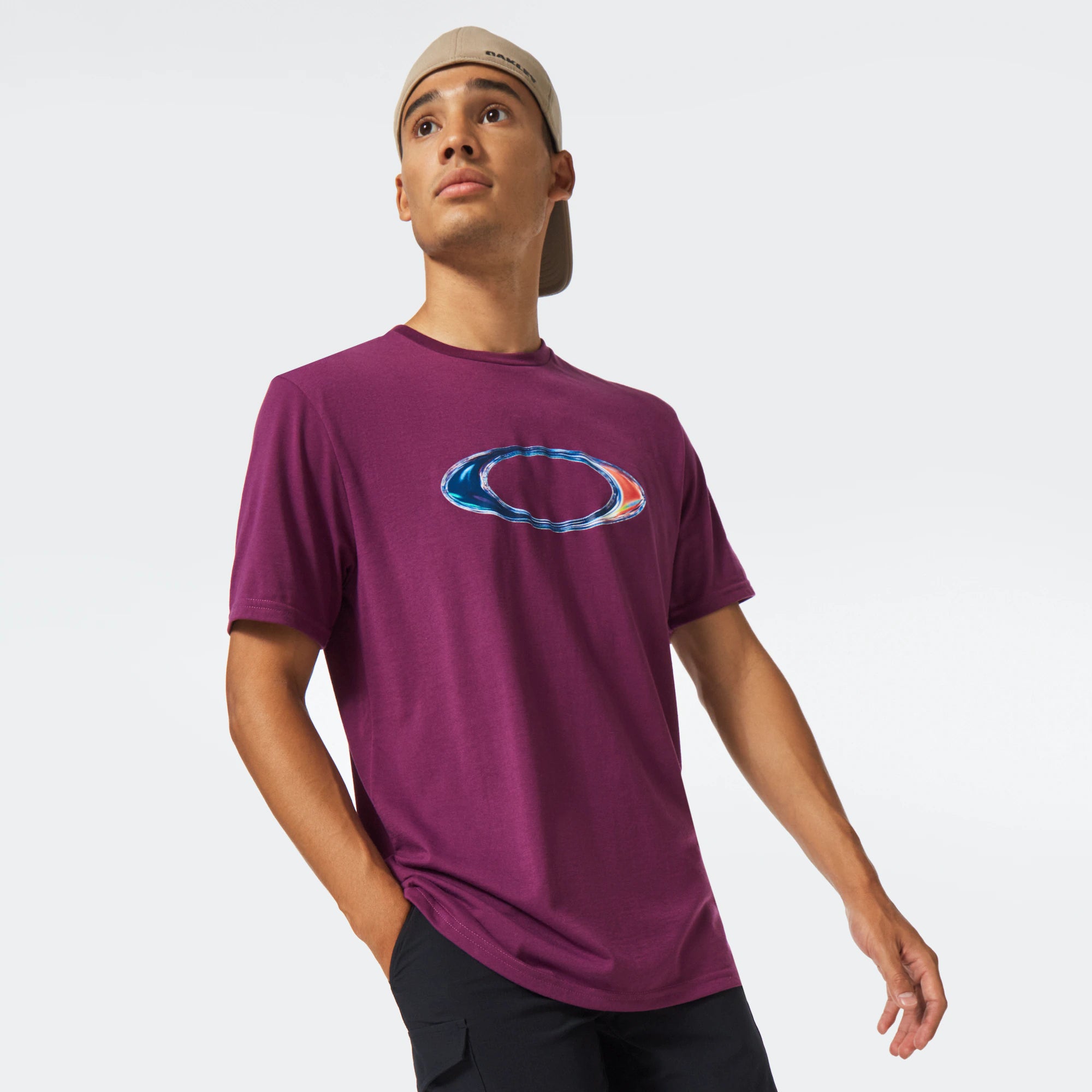 Oakley Men's Marble Ellipse Tee - Dark Purple Athletic Performance Shirt for Running, Gym & Casual Wear