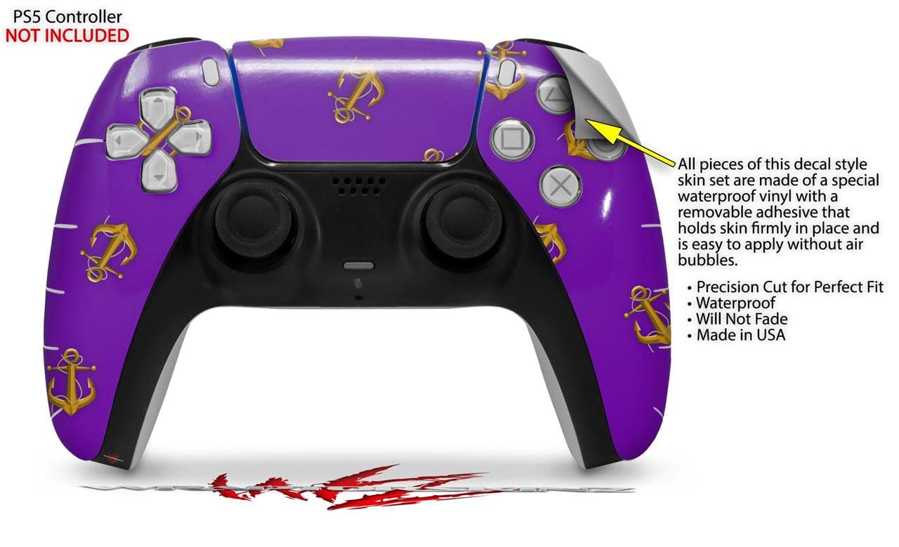 PS5 DualSense Controller Skin Wrap - Anchors Away Purple for Gaming Protection