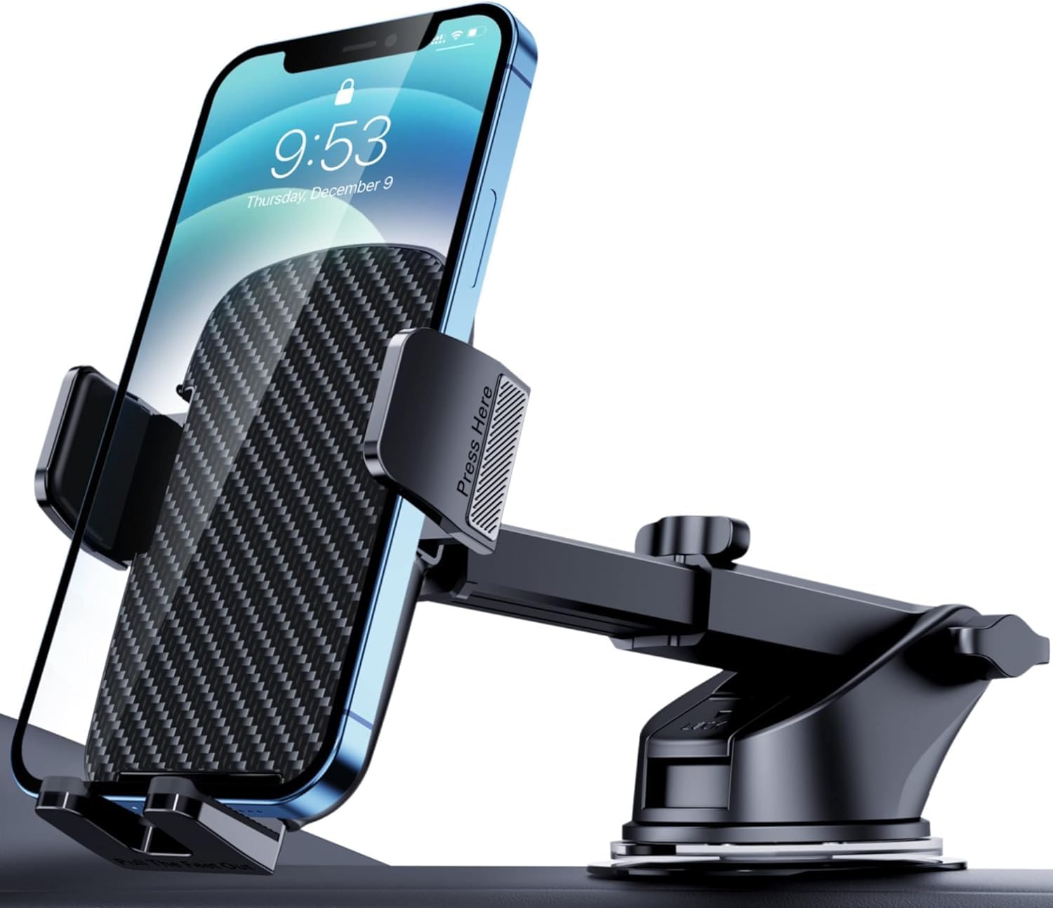 TICILFO Universal Car Phone Holder Mount - Adjustable Dashboard Phone Stand for iPhone, Samsung, All Smartphones - Perfect for GPS Navigation, Hands-Free Calling & Safe Driving