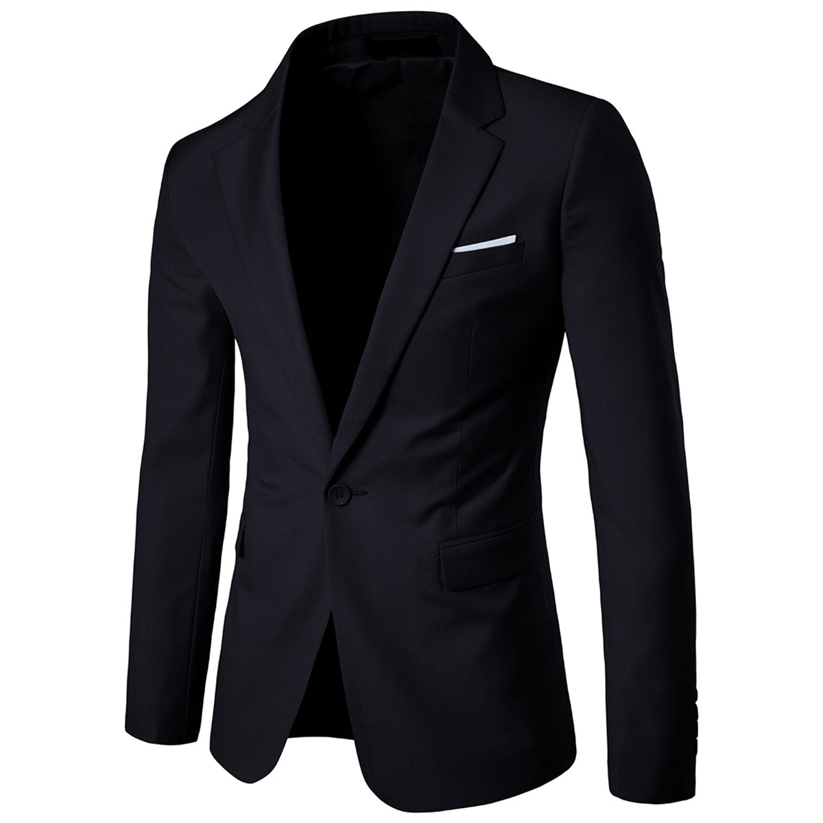 Black Slim Fit Casual Blazer for Men - Business Formal Jacket with Notch Lapel | Perfect for Office Wear, Business Meetings & Smart Casual Outfits