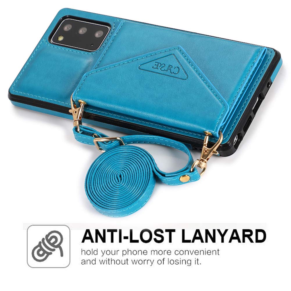Leather Wallet Case for Samsung Galaxy S20 FE - Magnetic Flip Cover with Card Holder, Wrist Strap & Kickstand | Shockproof Protective Phone Case (Blue) | Perfect for Travel, Work & Everyday Use