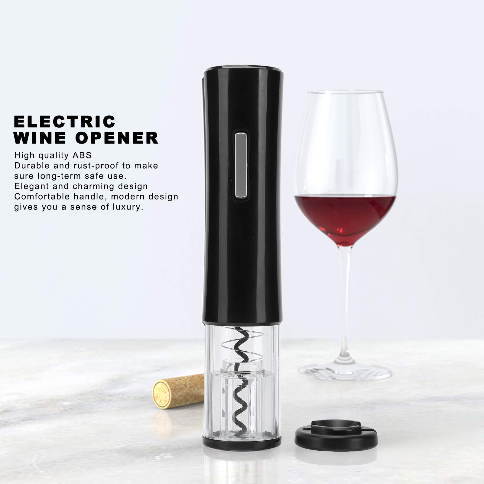 Automatic Electric Wine Bottle Opener with Removable Foil Cutter - Black | Cordless Rechargeable Corkscrew for Easy Wine Opening | Perfect for Home, Parties, and Restaurants