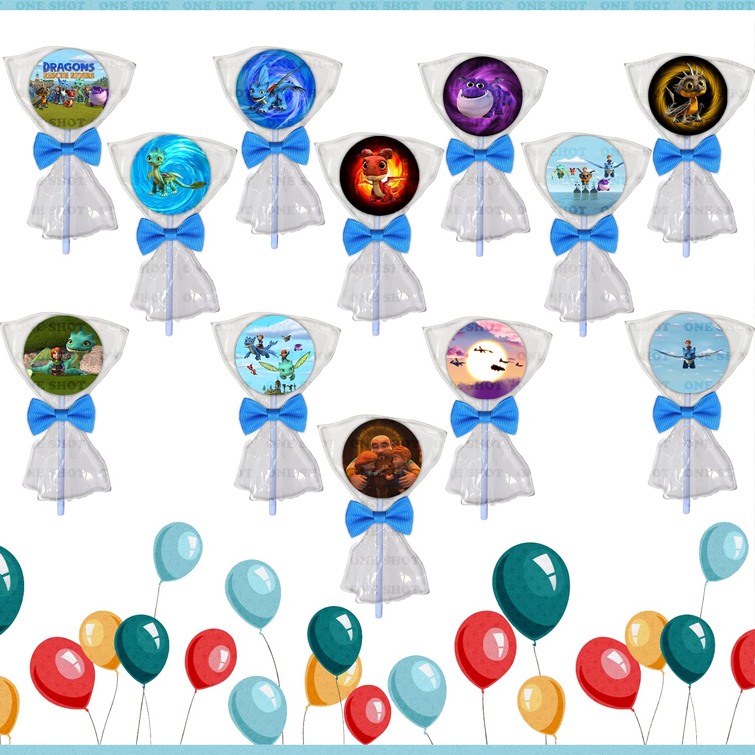 One Shot Rescue Riders Party Favors - 24pcs Lollipop Decorations for Birthday, Baby Shower & Themed Events - Perfect for Kids Party Supplies & Candy Buffet Displays