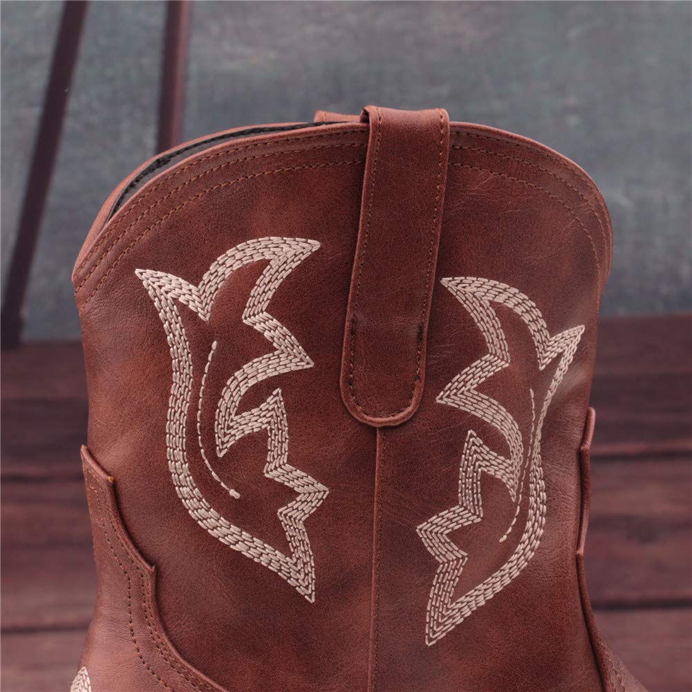 SO SIMPOK Women's Classic Cowgirl Boots - Retro Western Ankle Boots with Embroidered Design for Ladies | Perfect for Country Dancing, Rodeo Events & Casual Outfits
