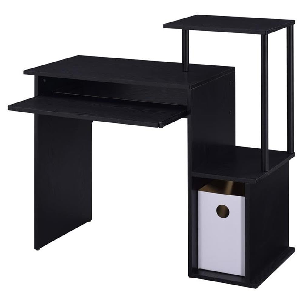 Acme Lyphre Black Wooden Rectangle Computer Desk with Keyboard Tray - Home Office Workstation for Study, Gaming & Remote Work