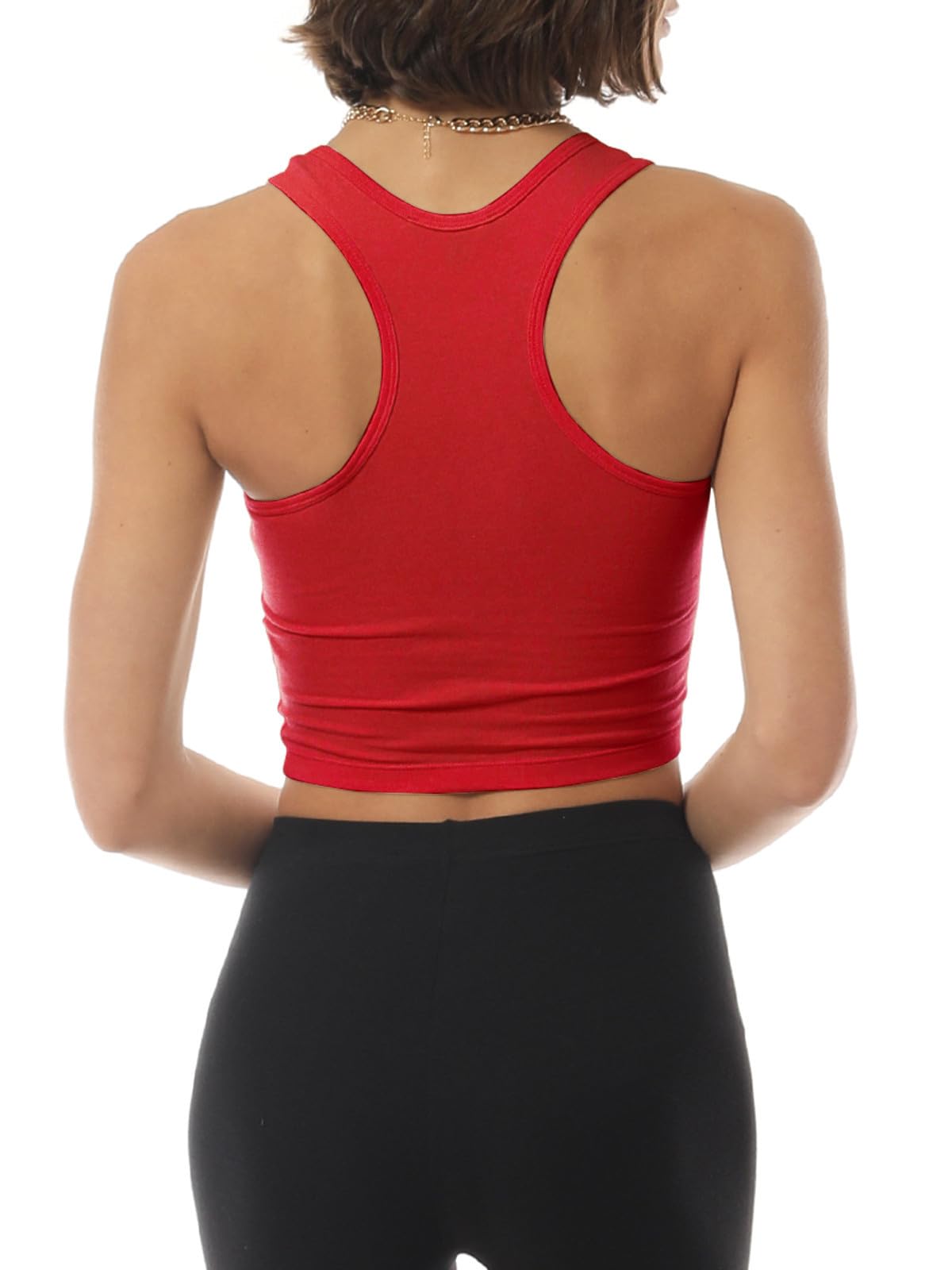 MixMatchy Women's Workout Crop Tank Tops - 3 Pack Racerback Yoga Shirts, Breathable Cotton Sleeveless Gym Tops for Running, Fitness & Yoga | Perfect for Gym, Home Workouts & Summer Activewear