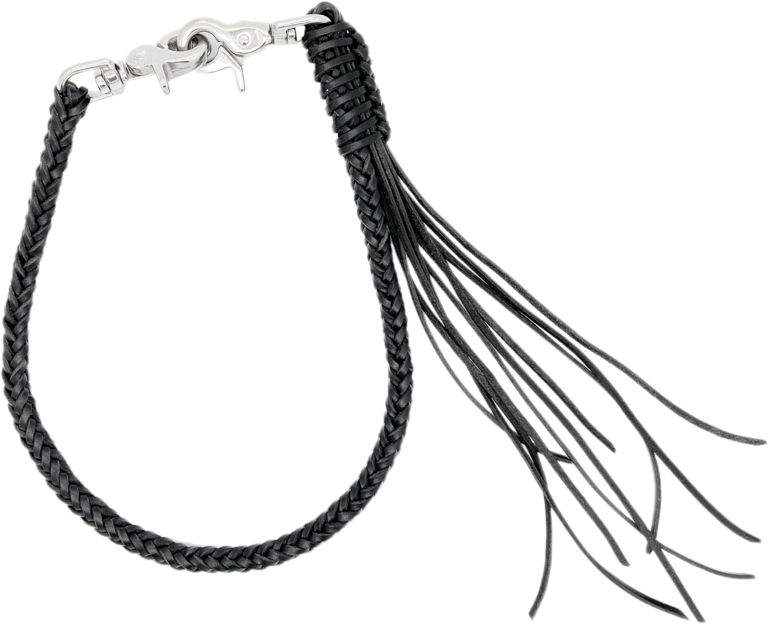 Braided Genuine Leather Wallet Chain with 316 Stainless Steel Swivel Trigger Snaps - Black | Secure Money Clip & Keychain for Men's Bifold Wallets | Everyday Carry Accessory for Work, Travel & Outdoor Activities