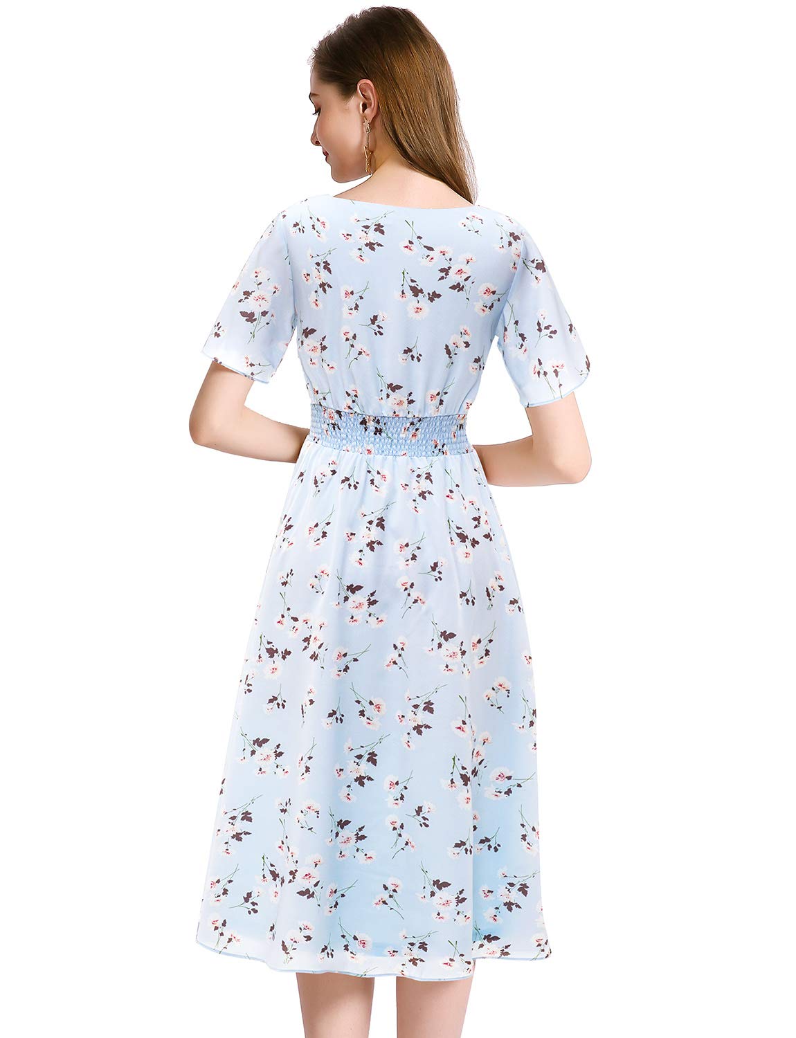 Gardenwed Women's Floral Chiffon Dress - Summer Beach Dress with Elastic Waist | Perfect for Beach Vacations, Pool Parties & Outdoor Events