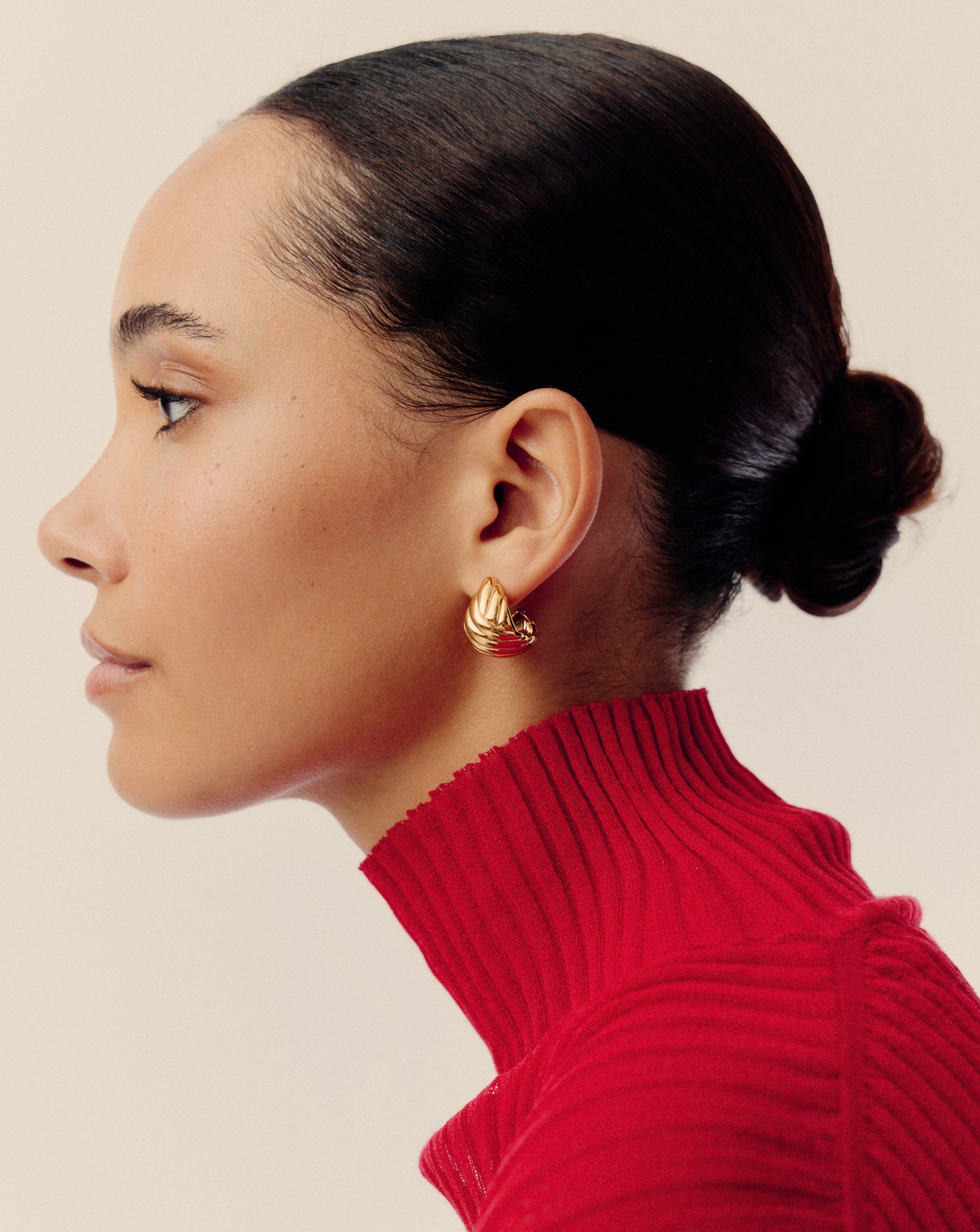 Rouje Lucia Dome Hoop Earrings - 18k Gold Plated Elegant Dangle Earrings for Women | Perfect for Parties, Weddings & Everyday Wear