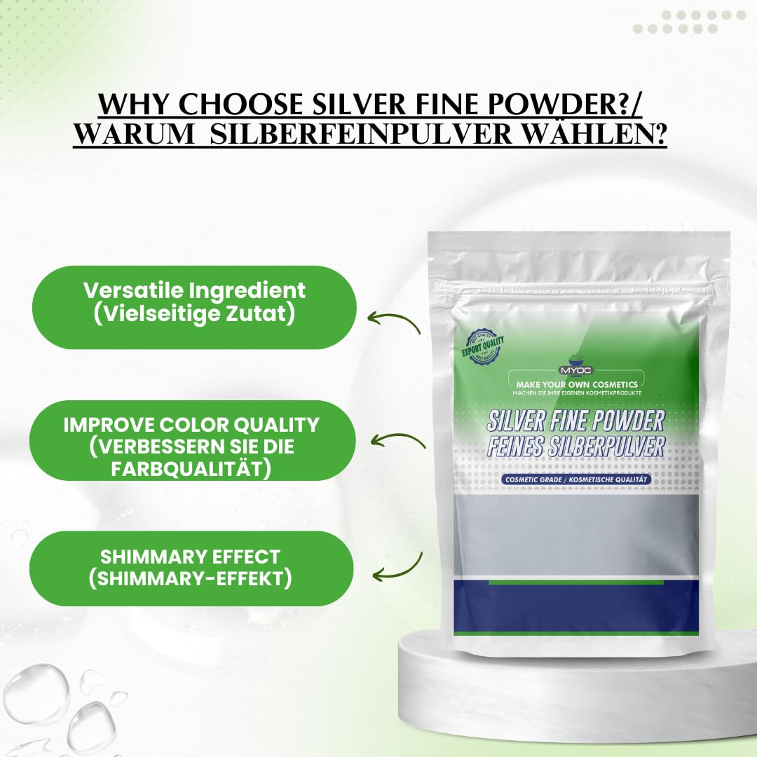 Premium Silver Fine Powder - 50g (1.76oz) for Embossing, Makeup & Crafts | Metallic Silver Sparkle Dust for DIY Projects, Nail Art, Card Making & Cosmetic Glitter | Vegan & Cruelty-Free