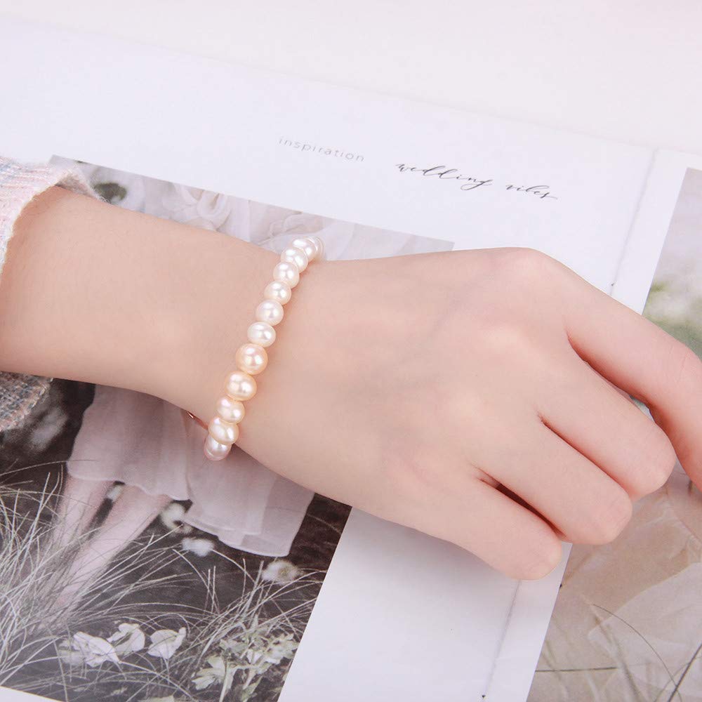 White Pink Purple Freshwater Cultured Baroque Pearl Beaded Adjustable Handmade Bracelet for Women - Elegant Jewelry Gift for Wedding, Party & Everyday Wear