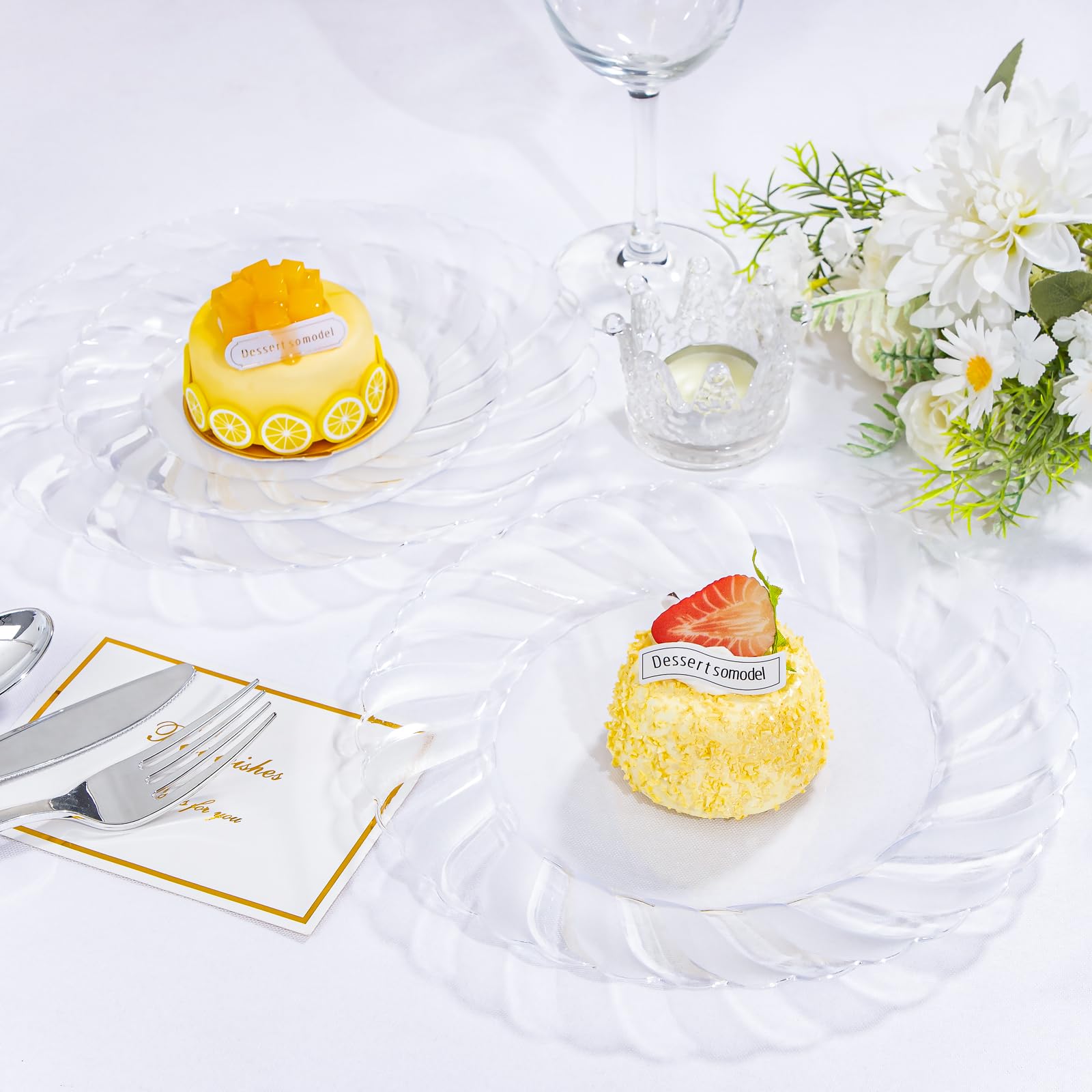 100-Pack 9 Inch Clear Plastic Plates - Durable Reusable & Washable Disposable Plates for Parties, Weddings, Travel - Premium Shatterproof Dinnerware for Birthdays, Events & Celebrations - Ideal for BBQs, Picnics & Catering Services