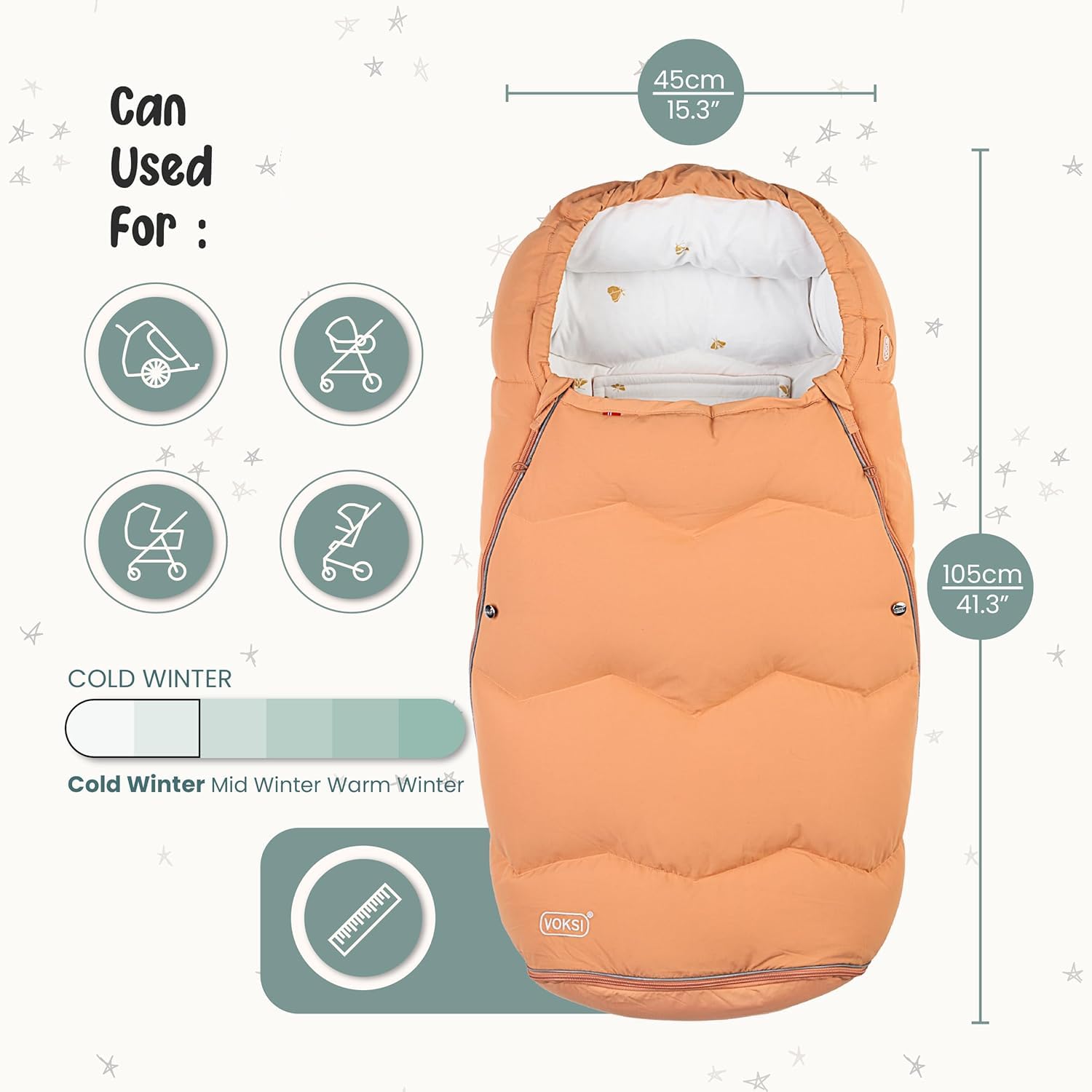Premium Stroller Footmuff - Natural Wool & Down with High Insulation - Extendable Baby Stroller Cover for Winter - Urban 2025 Norway Design - Perfect for Cold Weather & Outdoor Walks with Your Baby
