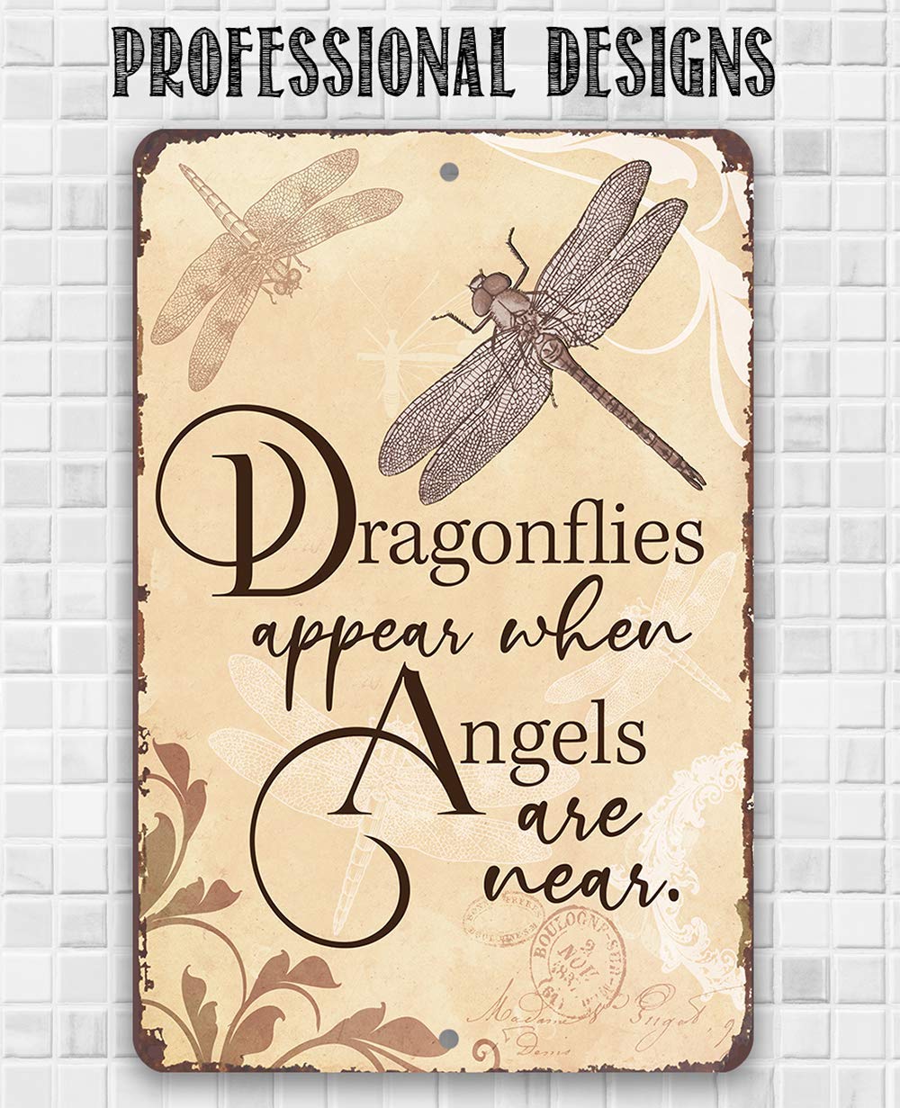 Dragonflies Metal Sign - 8x12 Inch Rustic Durable Indoor Outdoor Wall Decor - Perfect for Patio, Garden, Porch & Home Decoration Under $20