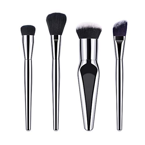 Professional 4PCS Slender Makeup Brush Set - Eyeshadow, Powder & Foundation Cosmetic Brushes for Flawless Makeup Application | Perfect for Everyday Use, Travel & Professional Makeup Artists