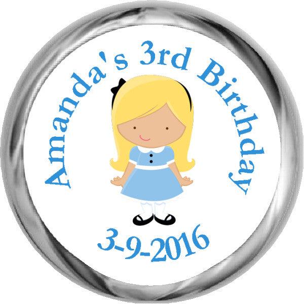 HERSHEY KISSES Alice in Wonderland Birthday Stickers - Fun Party Favors for Kids, Classroom Rewards & Gift Wrapping Decorations