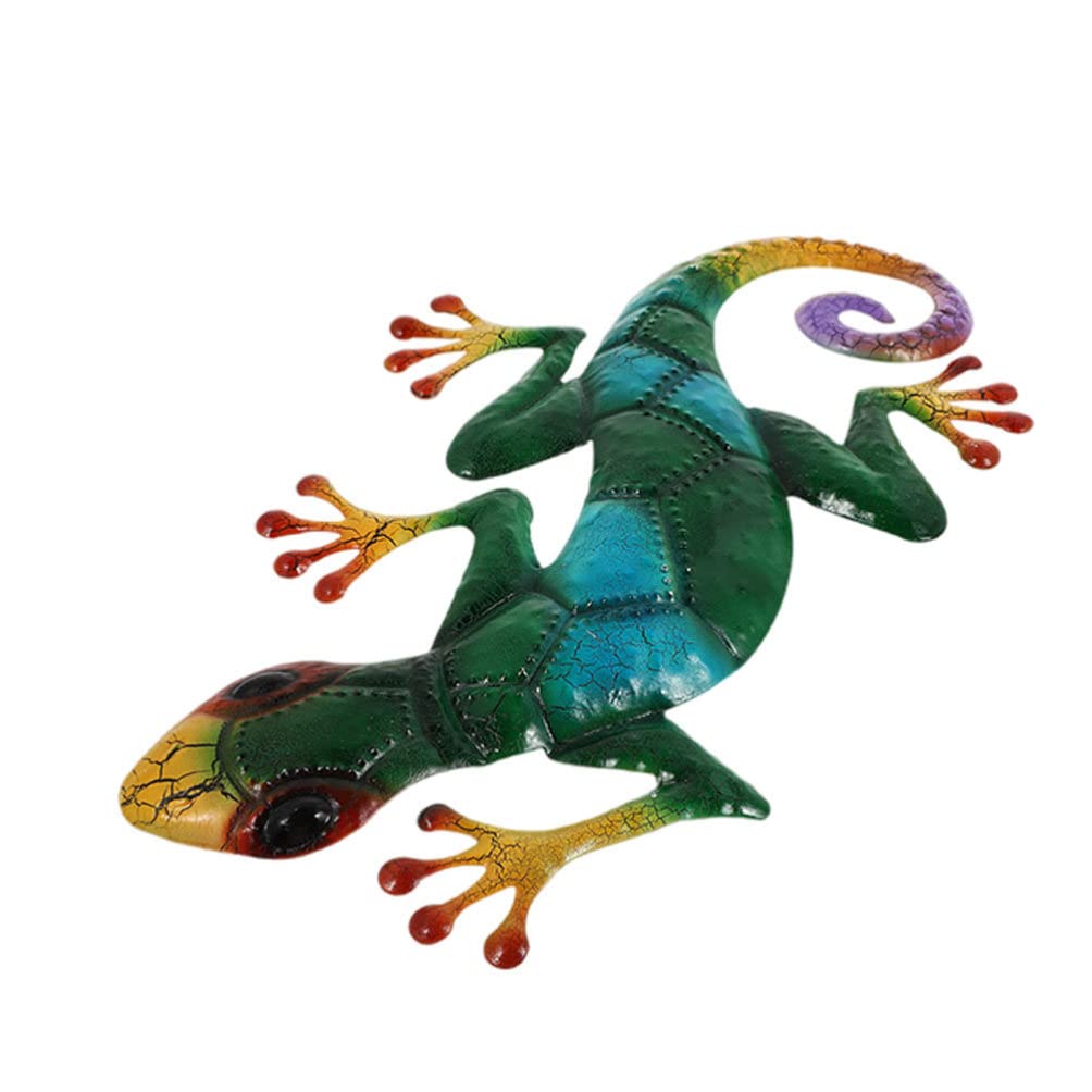 Metal Gecko Wall Art - Iron Sculpture for Home & Garden Decor