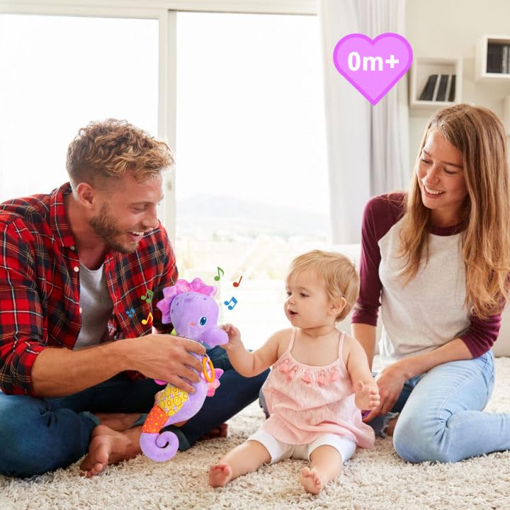 Fuzqq Musical Stuffed Animal Toy for Babies 0-12 Months - Soft, Crinkle & Rattle for Sensory Play