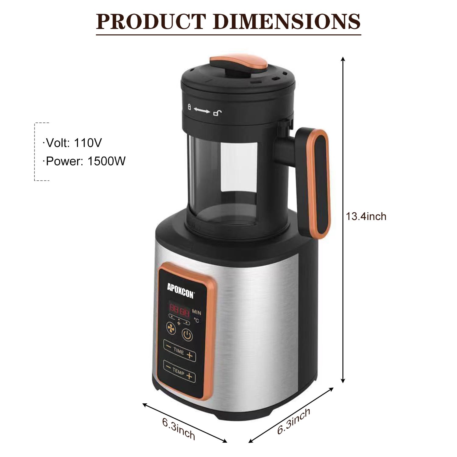 Electric Air Coffee Roaster Machine for Home Use - 1500W, 100g Capacity, Adjustable Timer & Heat Settings with Chaff Collection Basket - Perfect for Fresh Roasting Coffee Beans at Home, Gifts for Coffee Lovers