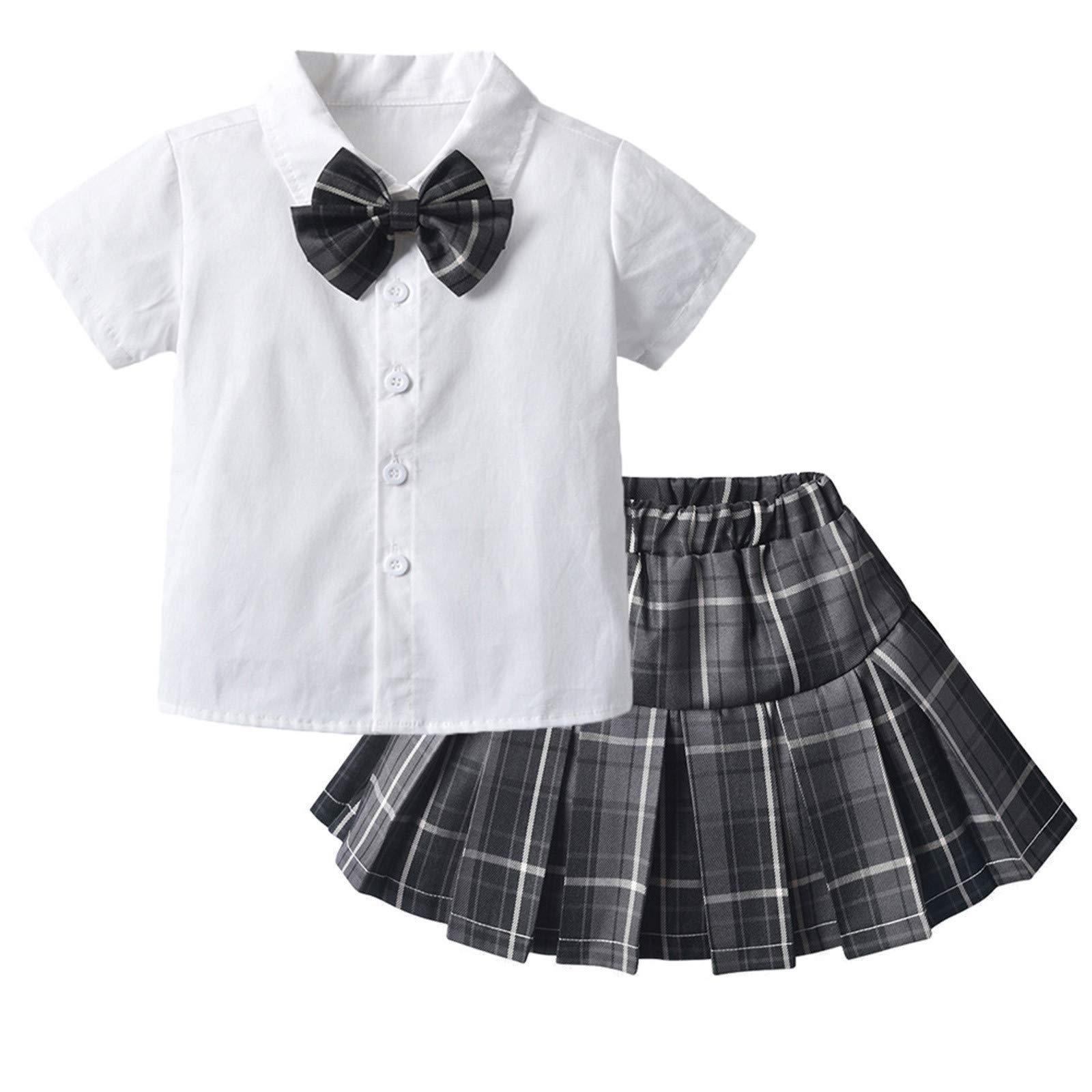 Toddler Girl Plaid Skirt Set - School Uniform Outfits for Kids