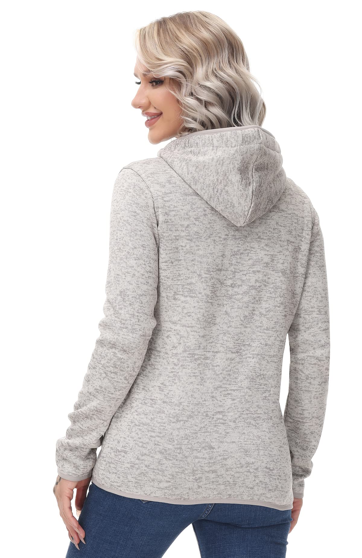 Women's Fleece-Lined Zip Up Sweater Jacket - Warm Knitted Cardigan with Pockets | Cozy Winter Outerwear for Casual Wear & Outdoor Activities