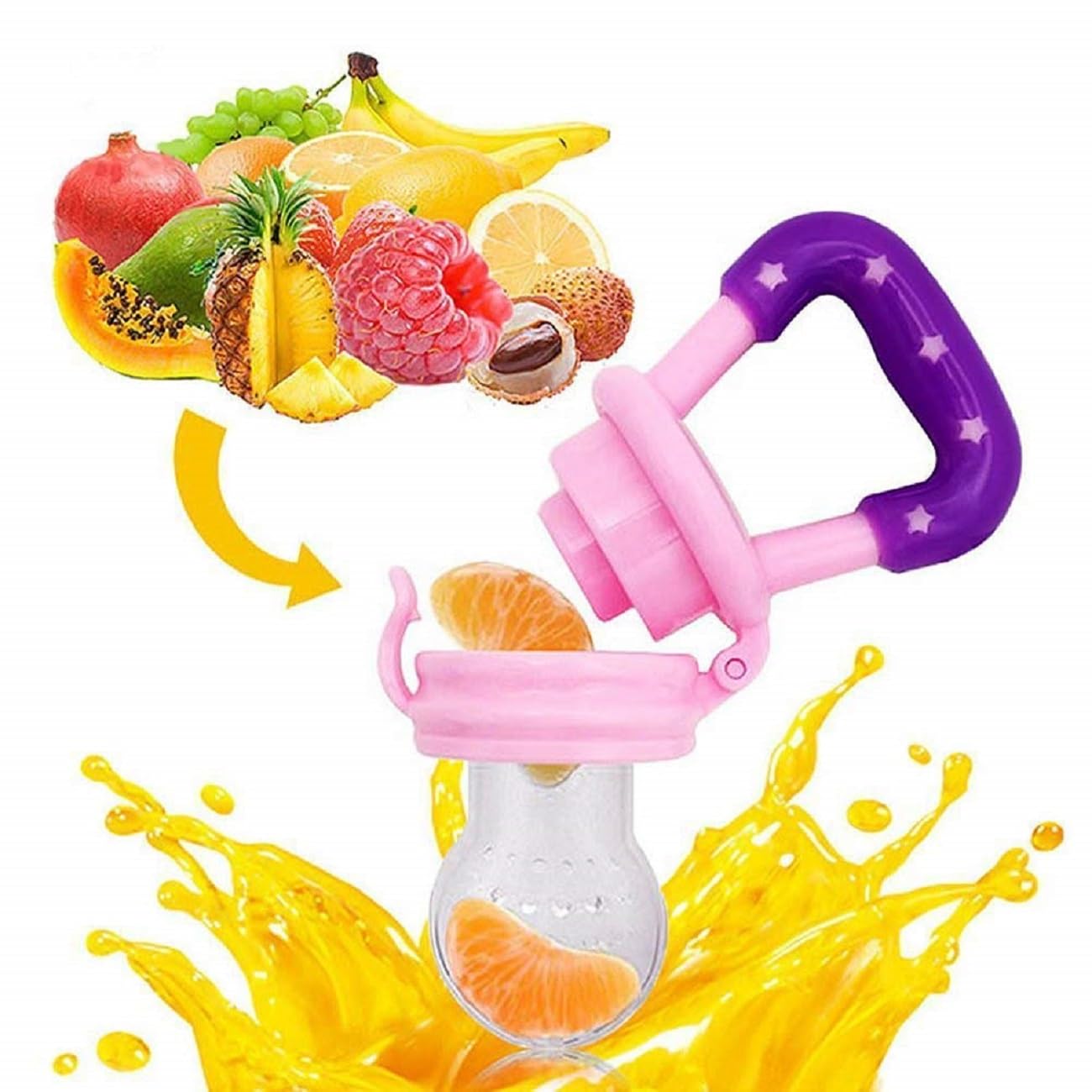 Kritiu BPA-Free Silicone Baby Teething Toys - Soft Fruit Teether & Gum Massager Set for Infants 0-12 Months (Peach & Purple) | Soothe Sore Gums During Teething, Perfect for Home & Travel Use