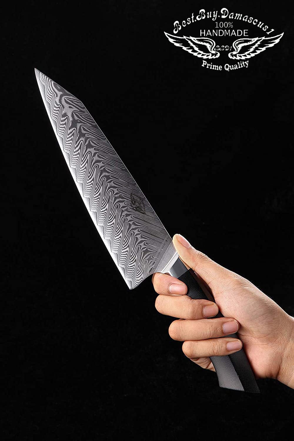 Premium 8.5 Inch Damascus Steel Chef Knife - Military Grade G10 Handle with Magnetic Sheath - Perfect for Professional Cooking, Outdoor Camping & Kitchen Gift