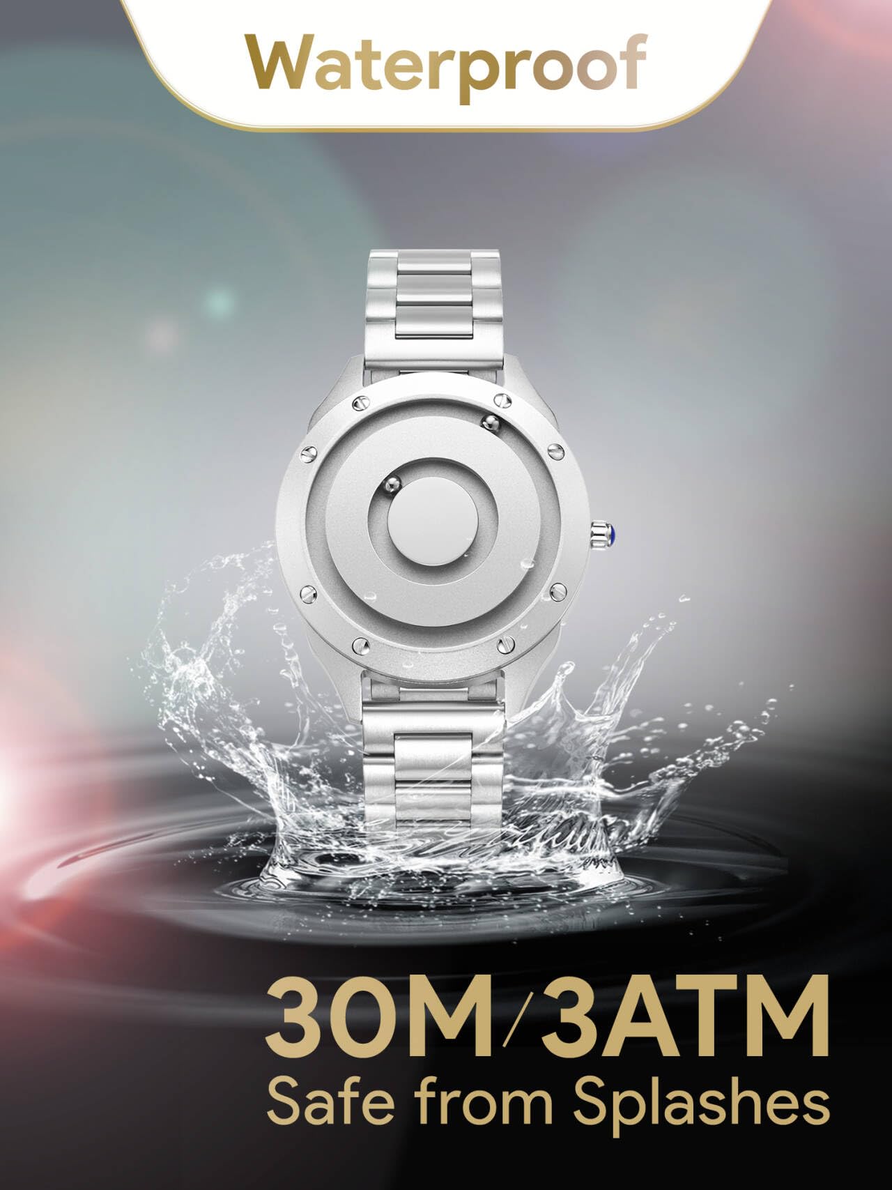 EUTOUR Magnetic Sports Watch for Men - No Glass Ball Bearing Quartz Wristwatch with Stainless Steel Strap - Perfect for Running, Gym & Outdoor Activities