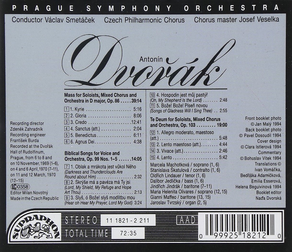 Mass in D / Te Deum - Classical Choral Music CD - Sacred Choral Works for Church Services, Concerts & Special Occasions