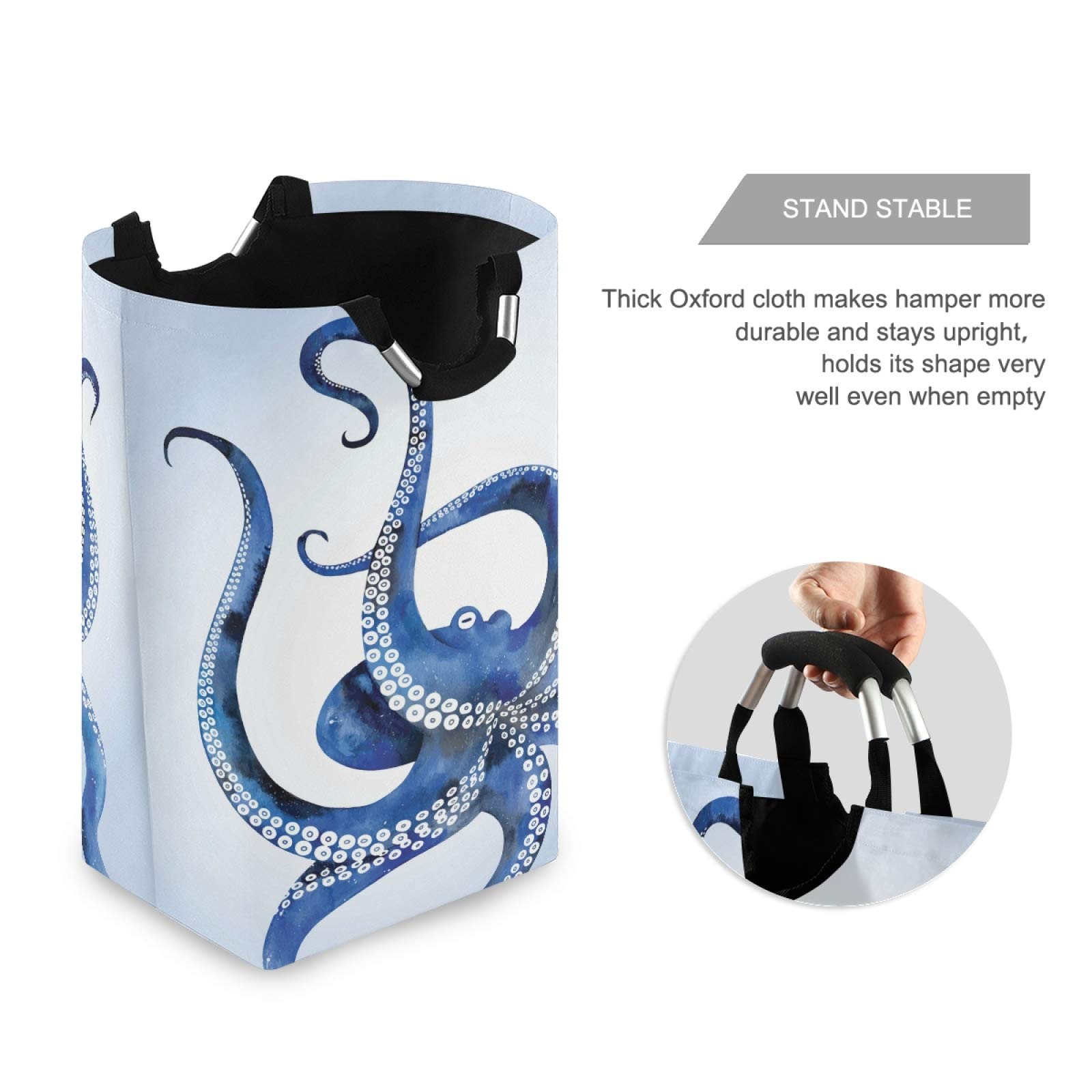 Large Collapsible Octopus Laundry Hamper Basket with Handles - Sea Animal Toy Storage Bin for Bathroom, Bedroom, Nursery & Kids Room | Perfect for Laundry Organization, Toy Storage & Kids Room Decor