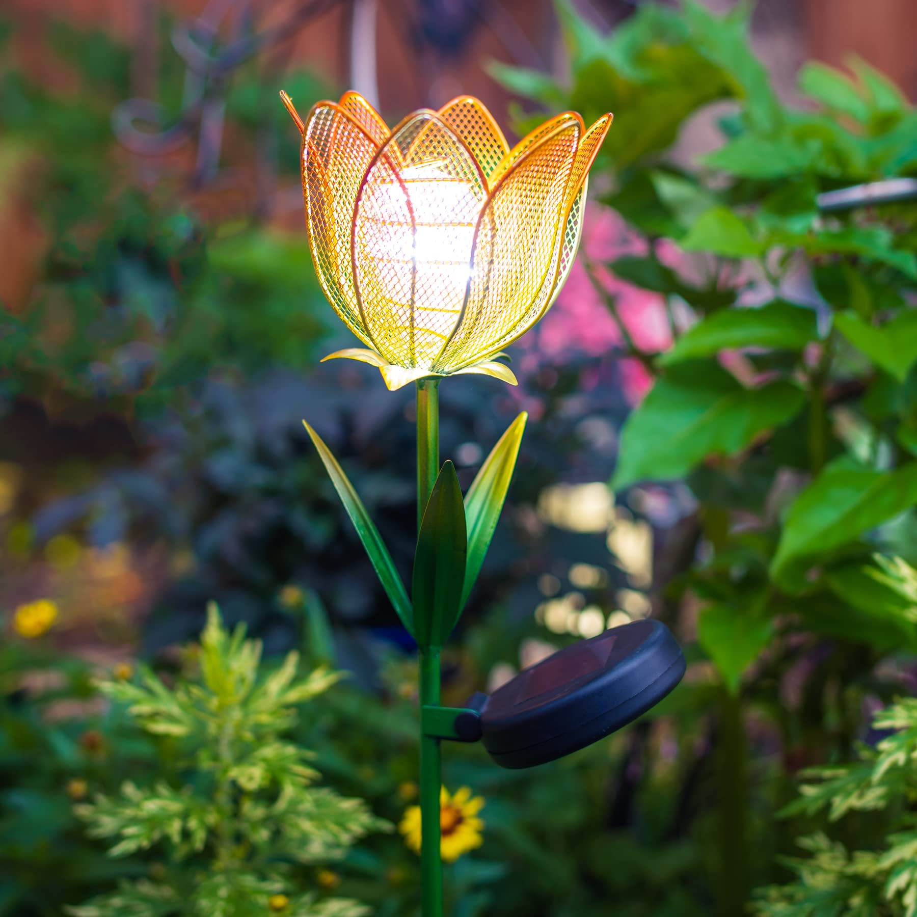 Solar LED Yellow Flower Garden Stake - Waterproof Outdoor Decorative Light for Yard, Lawn, Patio, Deck, Pathway, Pond & Backyard | Perfect for Landscape Lighting, Garden Decor & Nighttime Ambience