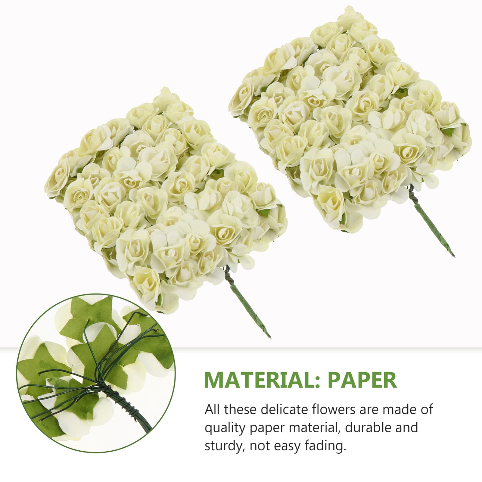 Healifty 144 Pcs Mini Paper Rose Flowers - Artificial Paper Roses for Wedding Decor, Bridal Shower, Baby Shower & Party Decorations - DIY Floral Arrangements, Table Centerpieces & Home Decoration