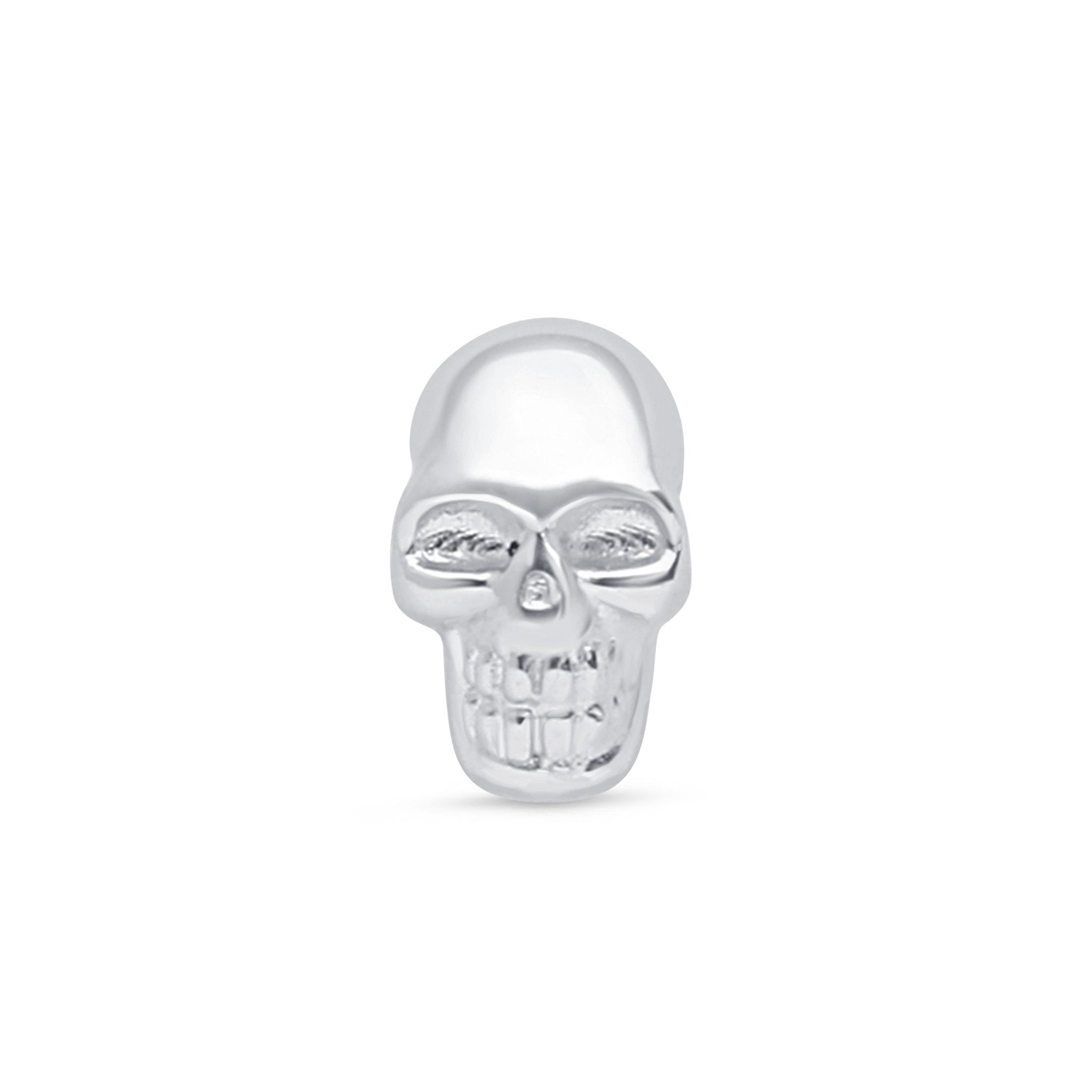 Minimalist Skull Flat Back Stud Earrings - 14k Solid White Gold - Dainty & Elegant Jewelry for Women - Perfect for Everyday Wear, Gifts & Special Occasions