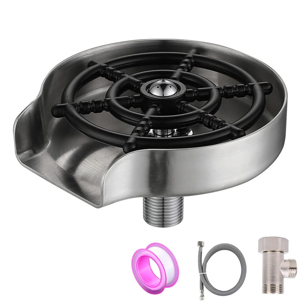 Premium Stainless Steel Glass Rinser for Kitchen Sinks - Heavy Duty Faucet Attachment, Bar Sink Accessory for Fast Glass Cleaning | Perfect for Home Bars, Restaurants & Dishwashing Stations