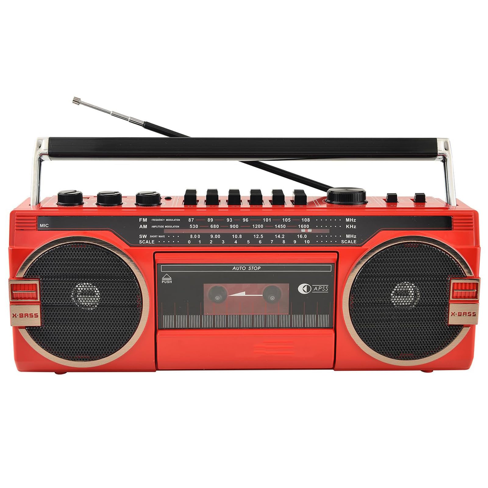 Vintage 80s Retro CD Boombox with Bluetooth & AM/FM Radio - Portable Cassette Player Recorder with Volume Control - Perfect for Home, Parties, Travel & Outdoor Adventures