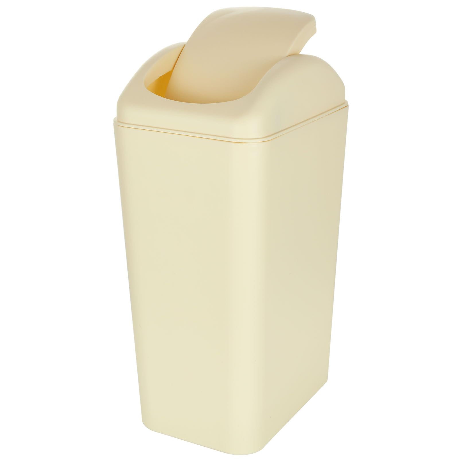 CBTONE 12 Liter / 3 Gallon Plastic Trash Can with Lid - Small Garbage Bin for Office, Bathroom, Bedroom - Cream Color - Perfect for Home, Office & Dorm Room Waste Disposal