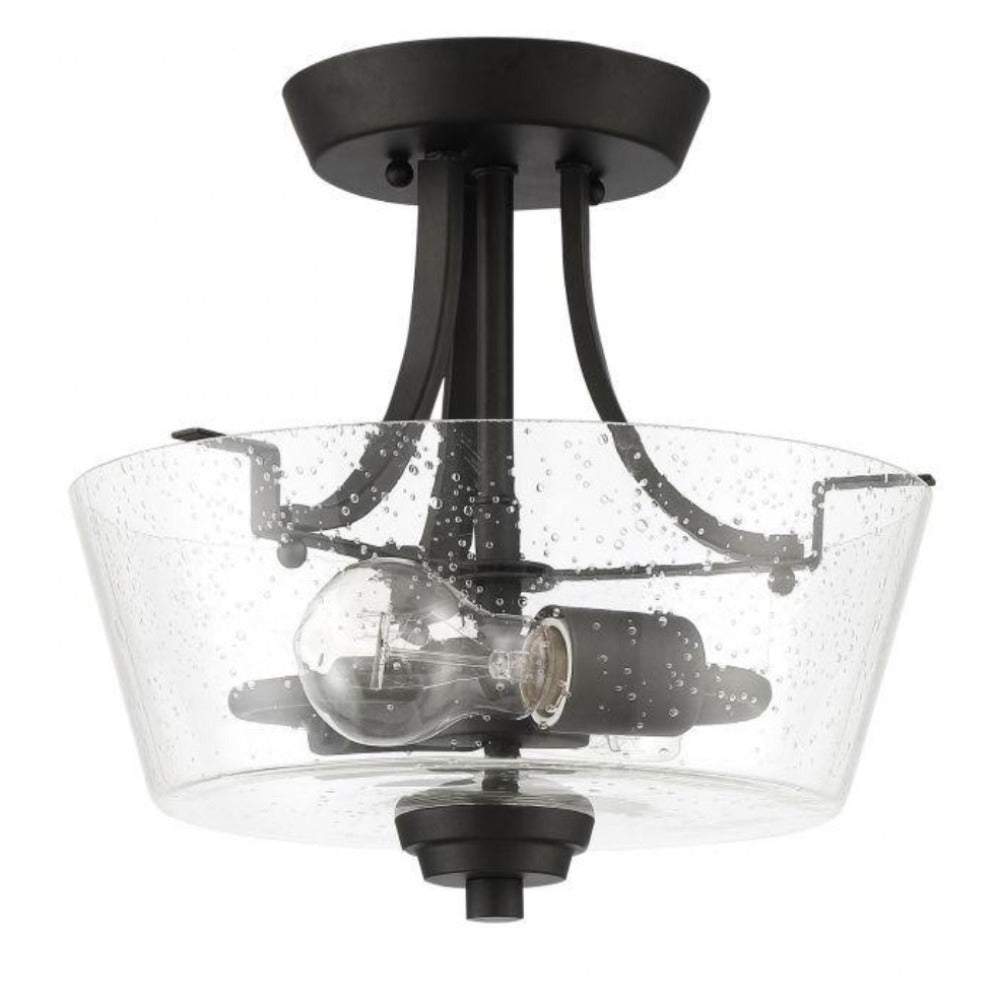 Venice Semi Flush Mount Ceiling Light - Modern Crystal Glass Fixture for Bedroom, Living Room, Dining Room & Hallway Lighting