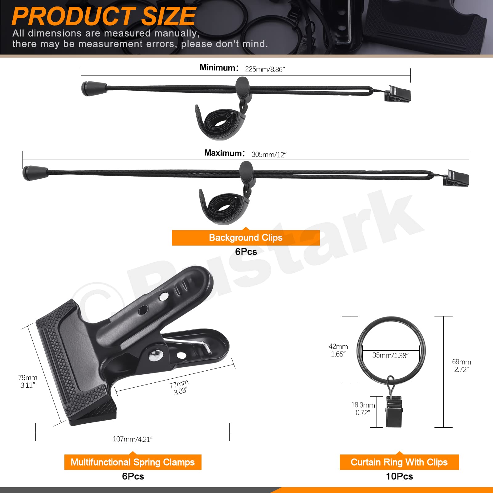 22Pcs Heavy Duty Spring Clamps - Elastic Photo Backdrop Clips Holder Kit with Metal Rings for Photography, Video Studio, Curtains & Fabric - Perfect for Photo Backdrops, Home Decor, and DIY Projects