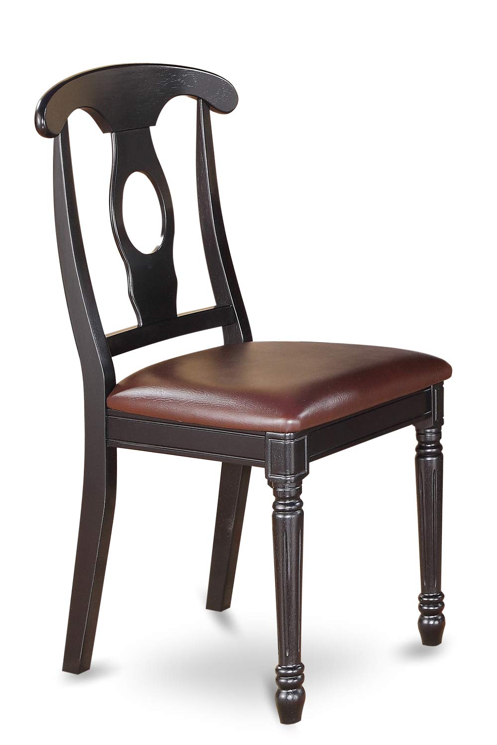 East West Furniture SHKE5-BLK-LC 5-Piece Modern Black Dining Set with Round Pedestal Table & 4 Faux Leather Chairs, 42x42 Inch - Perfect for Small Kitchens, Breakfast Nooks & Compact Dining Spaces