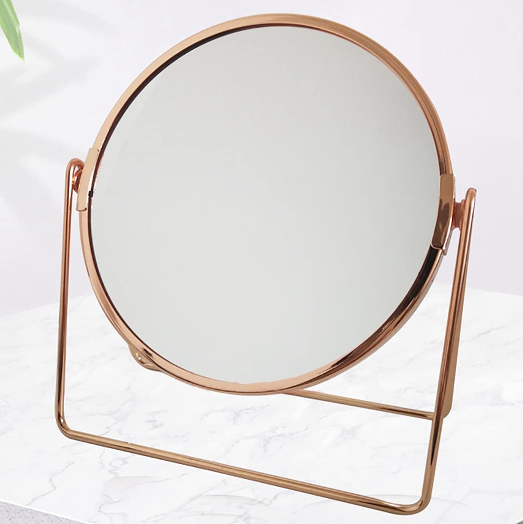 360° Rotating Double-Sided Metal Makeup Mirror - Electroplated Sturdy Vanity Mirror for Home & Travel | Perfect for Dressing Table, Bathroom & Portable Beauty Use