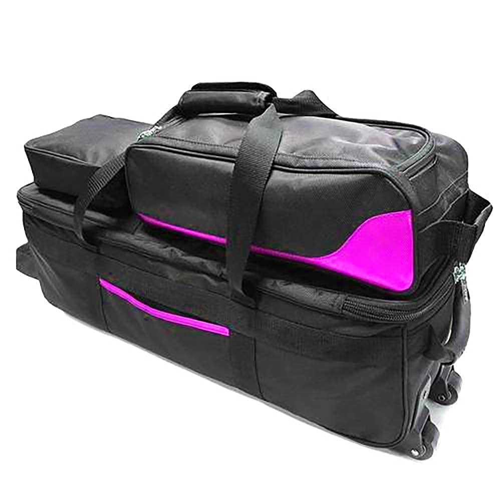 Premium Triple Tote Roller Bowling Bag with Detachable Shoe Compartment (Fits US Men's Size 15) - Lightweight Travel Luggage with Accessory Pockets | Perfect for Bowling Tournaments, Gym Sessions & Weekend Getaways