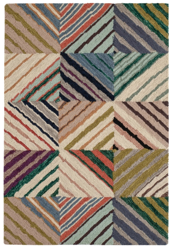 Dash & Albert Potter Multi Hand Micro Hooked Wool Rug - Soft & Durable Handmade Area Rug for Living Room, Bedroom, or Nursery