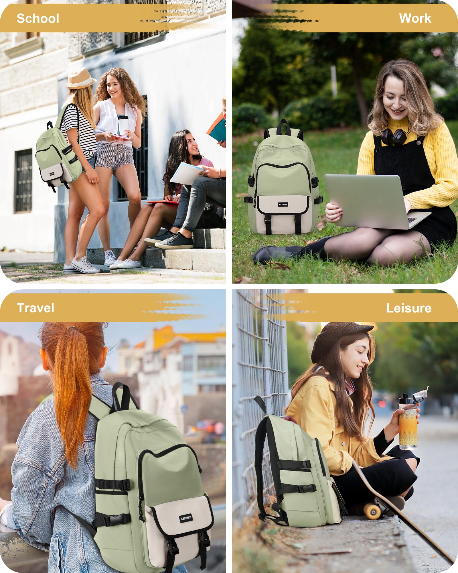 Winspansy Women's Backpack - Waterproof Casual Backpack for Women & Men, Large Sporty Travel Backpack for School, Work, Gym & Outdoor Activities | Stylish Modern Aesthetic Teen Backpack