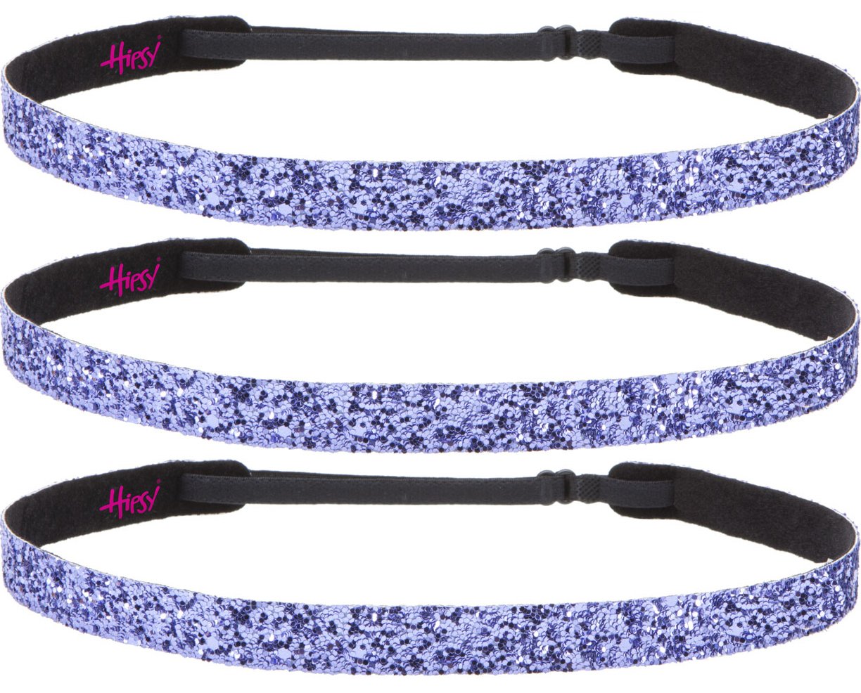 Hipsy 3-Pack No Slip Adjustable Purple Glitter Cheerleading Headbands for Girls & Teens - Perfect for Dance, Gymnastics, Sports & School Spirit Days
