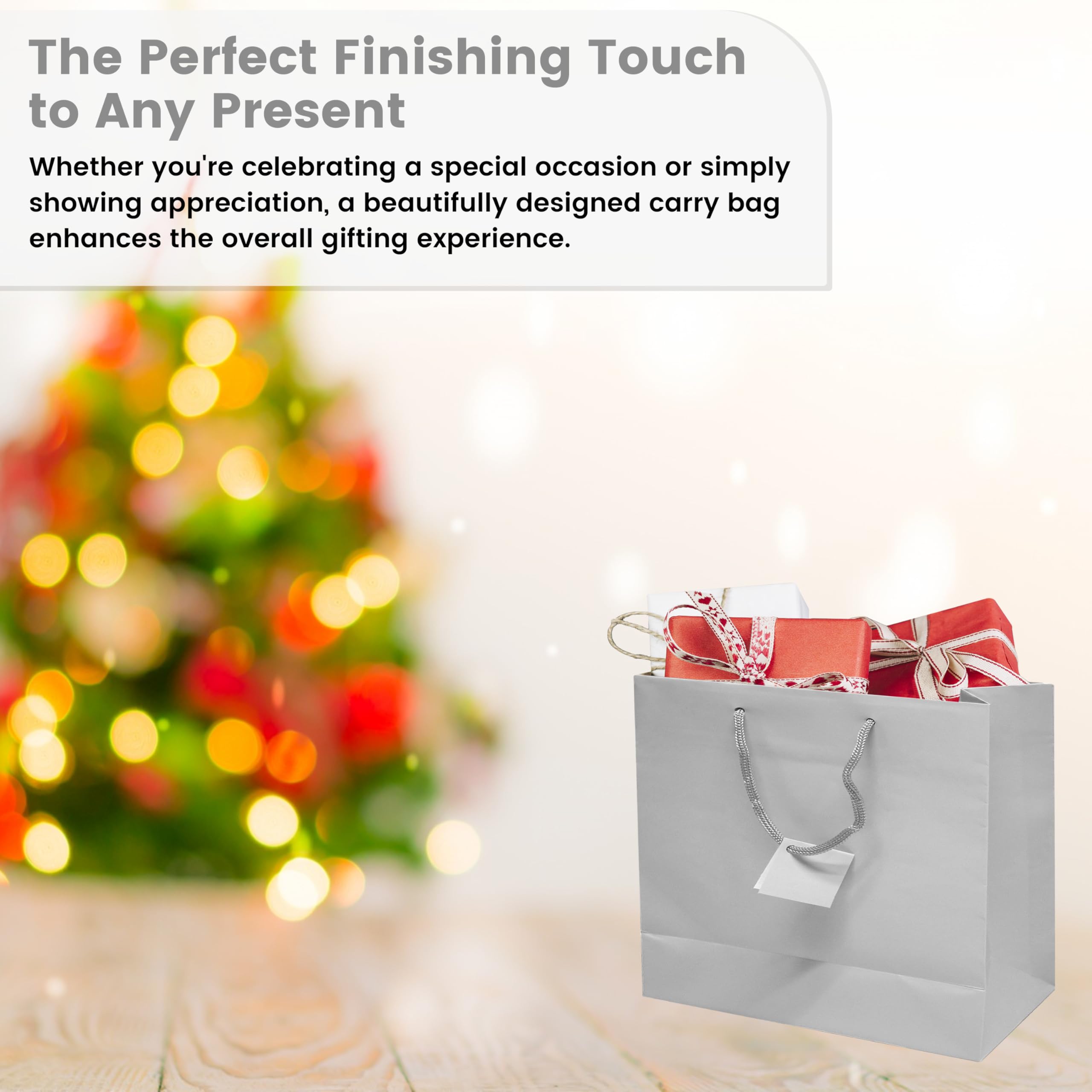 10 Pack Silver Gift Bags with Handles 9.25x3.75x7.25 Inches - Elegant Euro Tote Paper Bags for Business, Shopping, Birthday & Party Favors | Perfect for Groceries, Retail Packaging & Personal Gift Giving