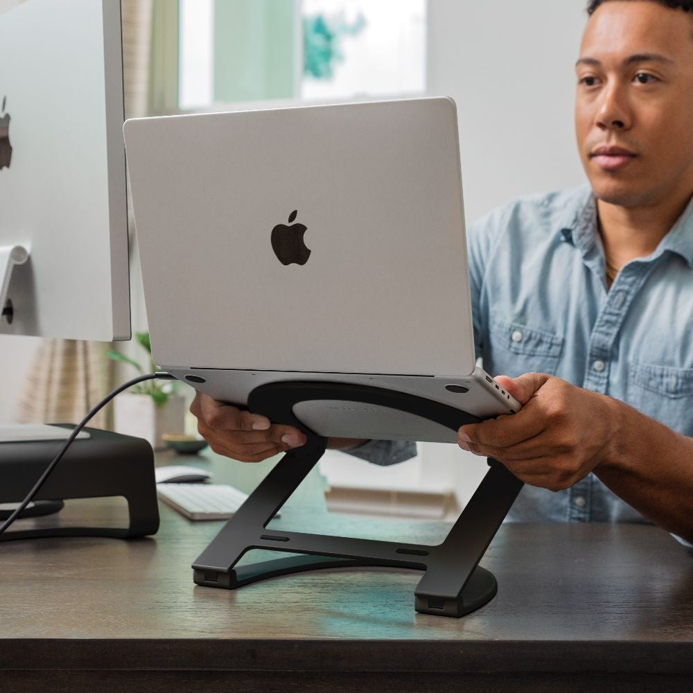 Twelve South Curve Flex Laptop Stand - Adjustable Ergonomic Holder for MacBook, iPad, Notebook (Black) - Perfect for Home Office, Gaming & Workspace Setup